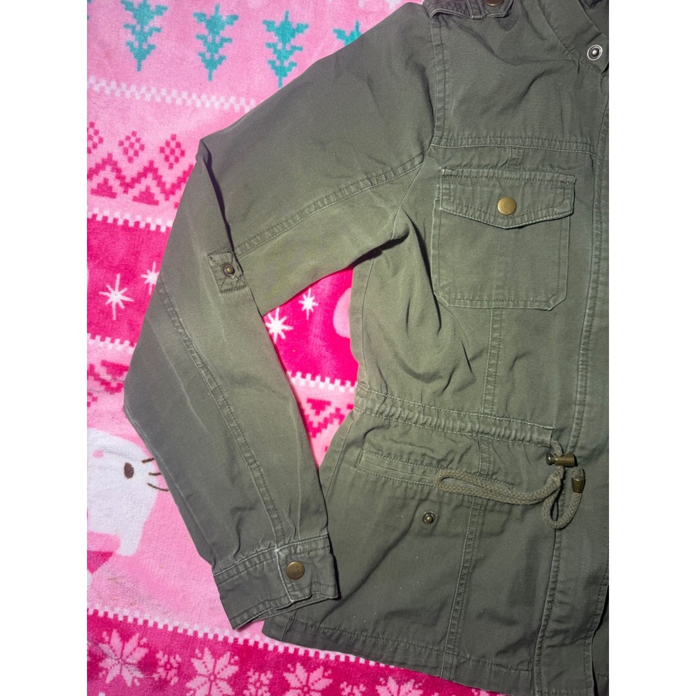 Chocolate USA Women Olive Green Utility Military Field Jacket Drawstring Waist S - Picture 2 of 8